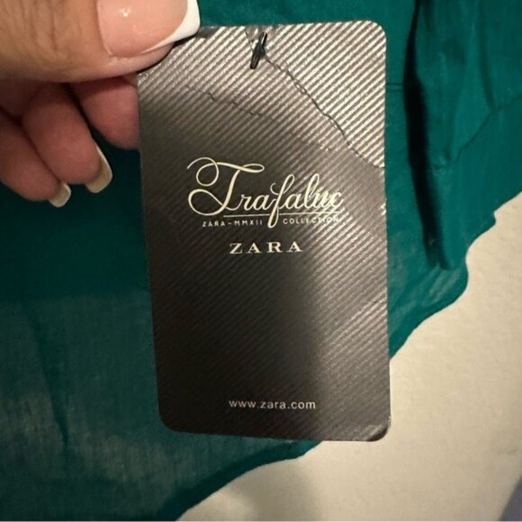 Zara Green Long Sleeve Buttoned Tunic with Mandarin Collar Size Médium NWT - Picture 5 of 9